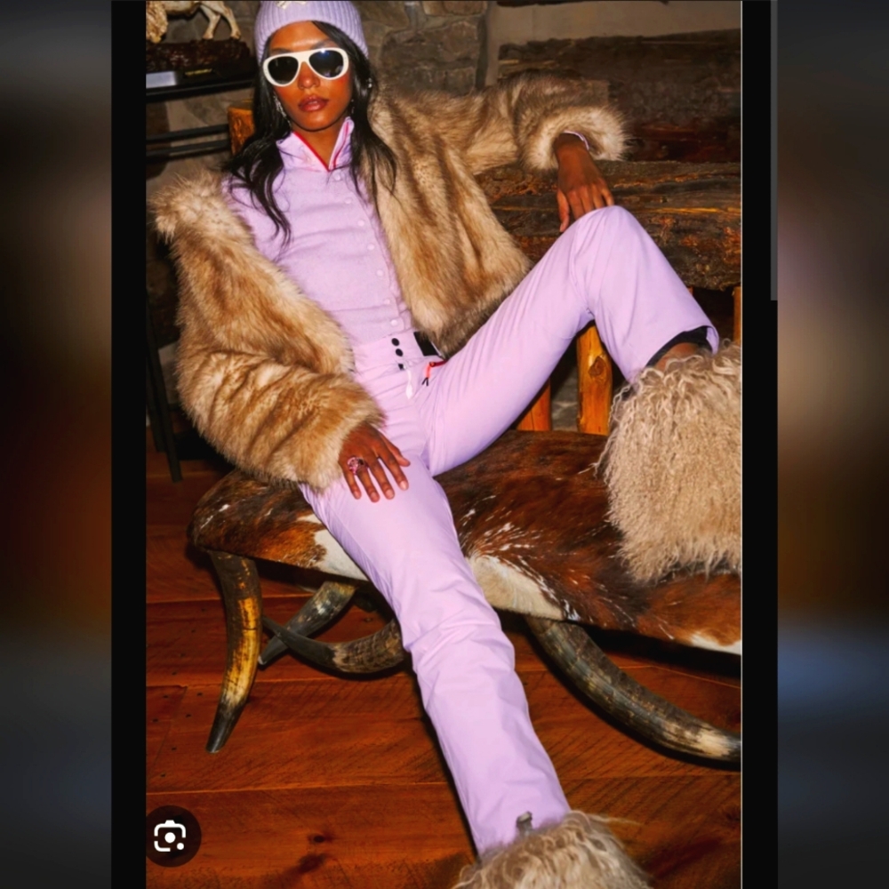 Bogner Loveshackfancy Nessa Ski Pants Lavender Mist Hibiscus Purple - Picture 4 of 16